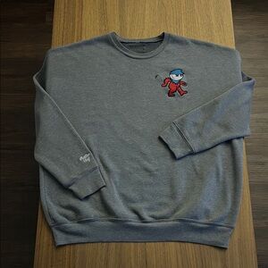 Playful Graphic Gray Crewneck Sweater